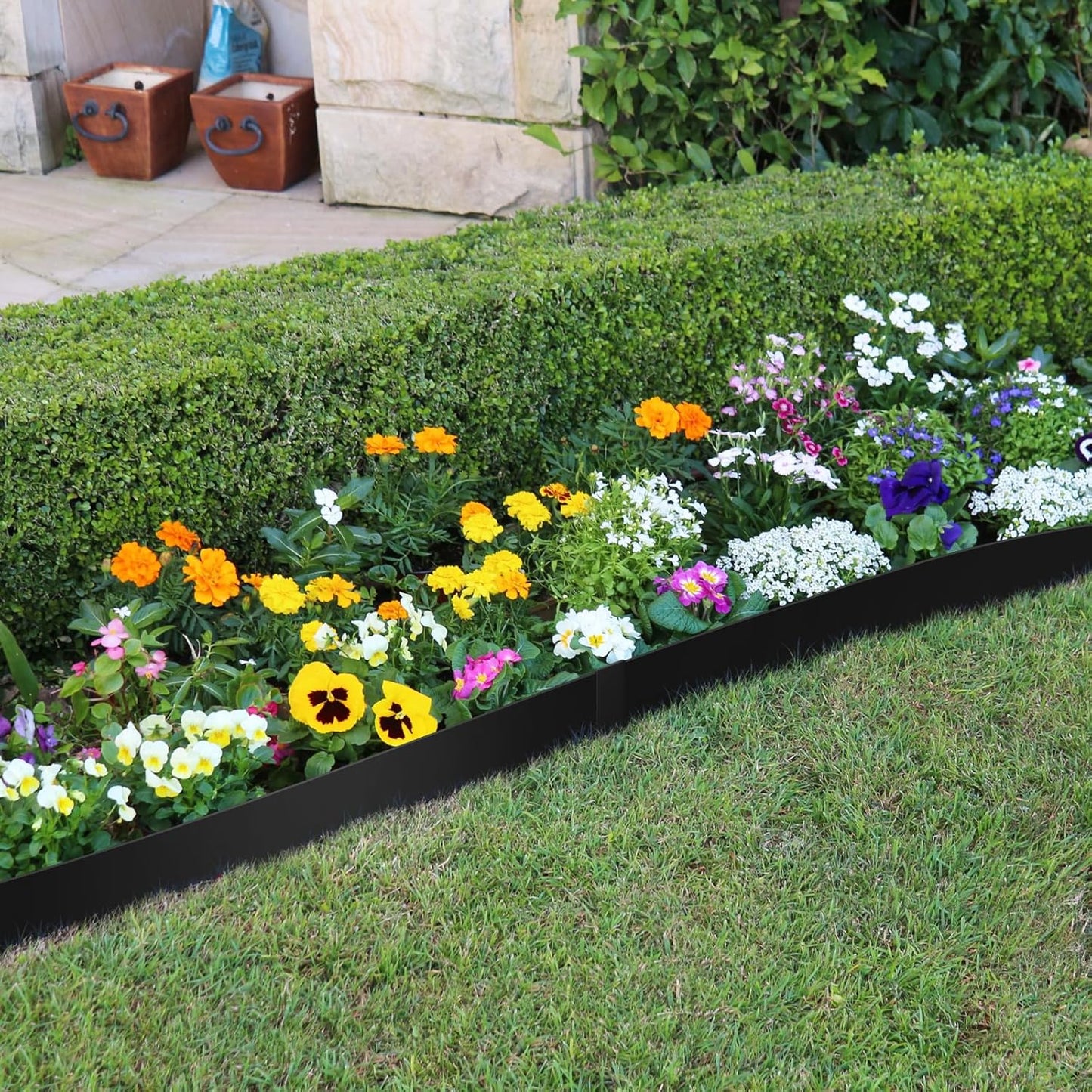 40“L X 4.5" H Metal Landscape Edging, Heavy Duty Galvanized Steel Garden Edging,10 Pack Garden Edging Border for Lawn, Flower Bed, Yard (Black)