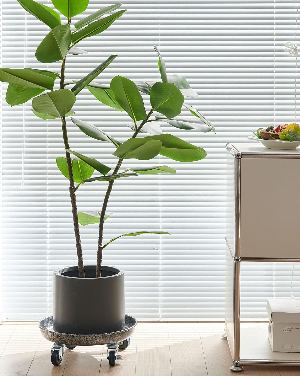 Choclaif Plant Caddy with Wheels,3 Pack Silver Heavy Duty Plant Stand with Universal Wheels,Round Pot Trolley for Indoor Outdoor 20 inch