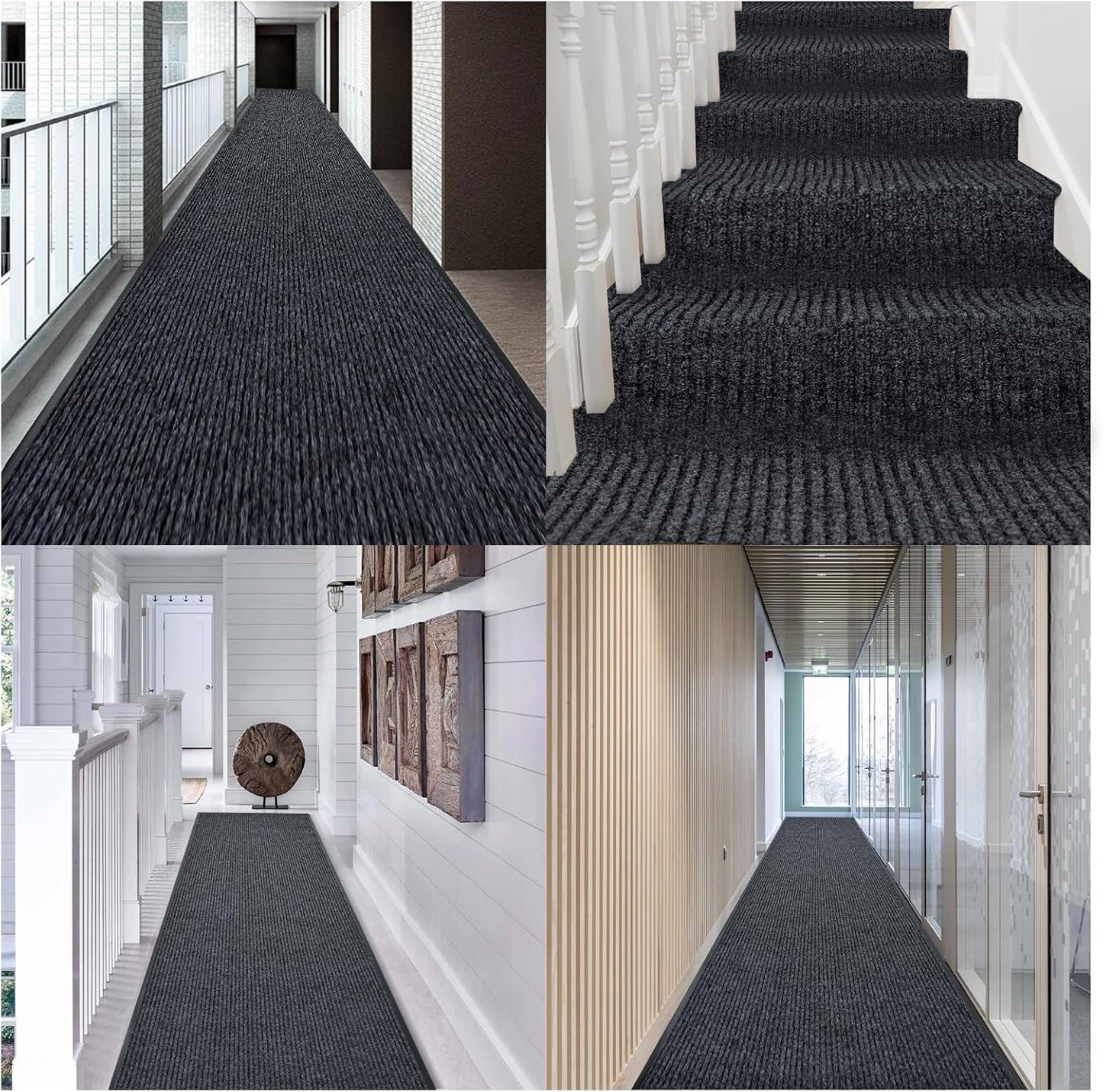 Rubber Door Mat About W3' ×L16' Heavy Duty Large Outdoor Indoor Mat Durable Entrance Doormat Waterproof Rubber Back Rugs for Home Entryway Patio Porch Office Business Areas (Grey)