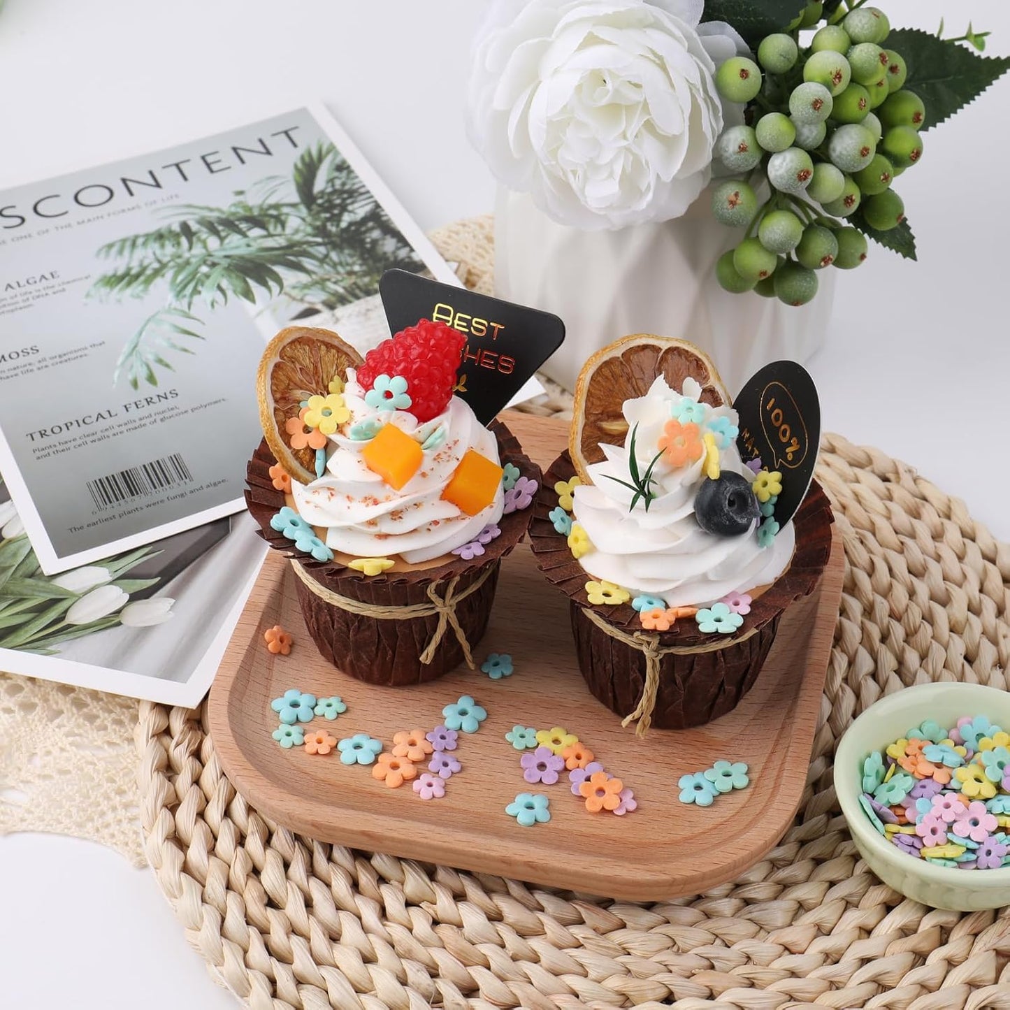 Flower Sprinkles Edible Flowers for Cake Decorating, Mix Sizes Confetti Baking Sugar for Cupcake, Cookie, Donut Dessert Decoration, Wedding Party Chirstmas Supplies