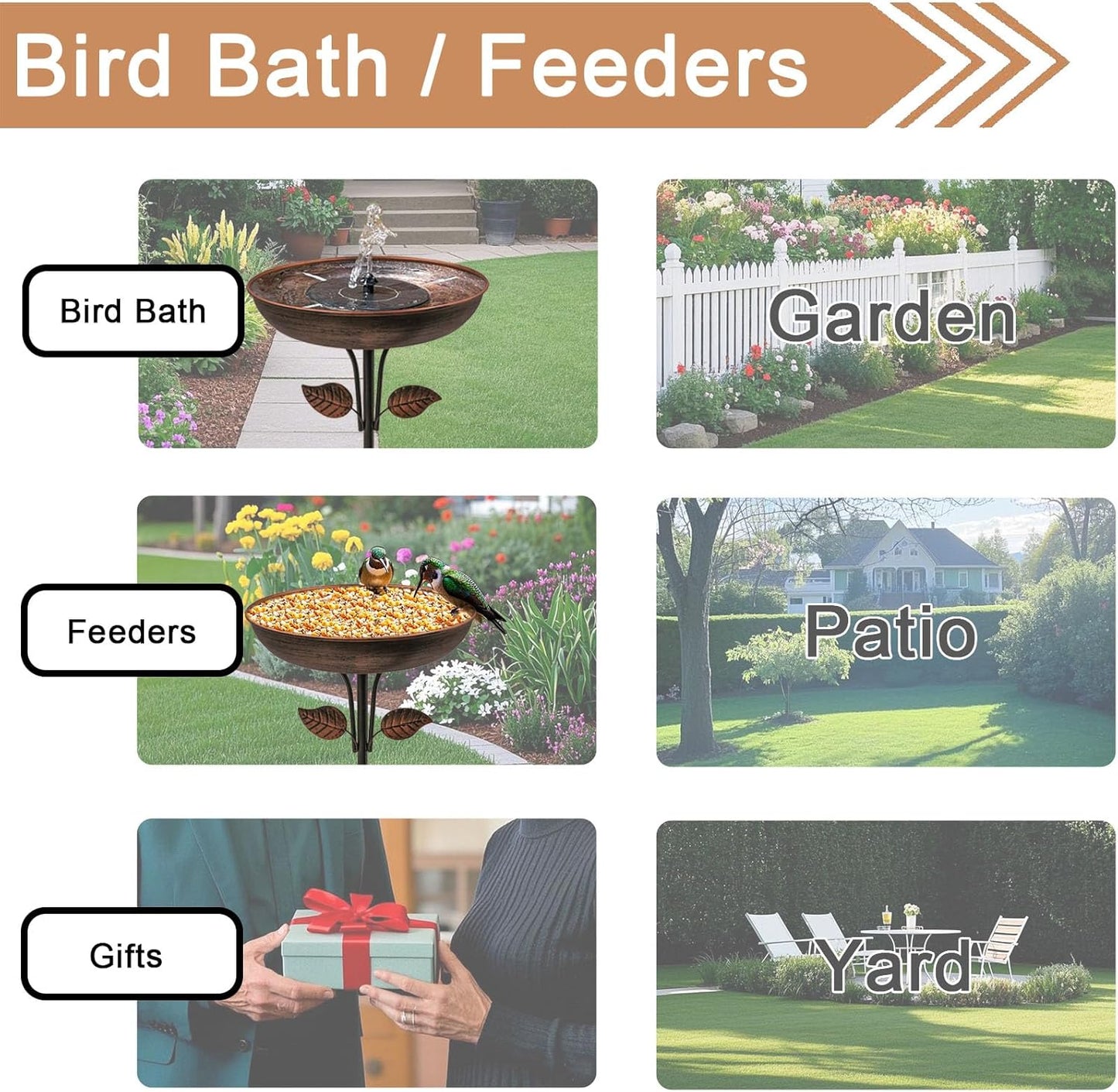 Metal Bird Bath for Outdoors, 12" Dia Bowl with Stable Upgrades Stake Birdbaths Garden Yard Lawn Decor 0.7 Gallon