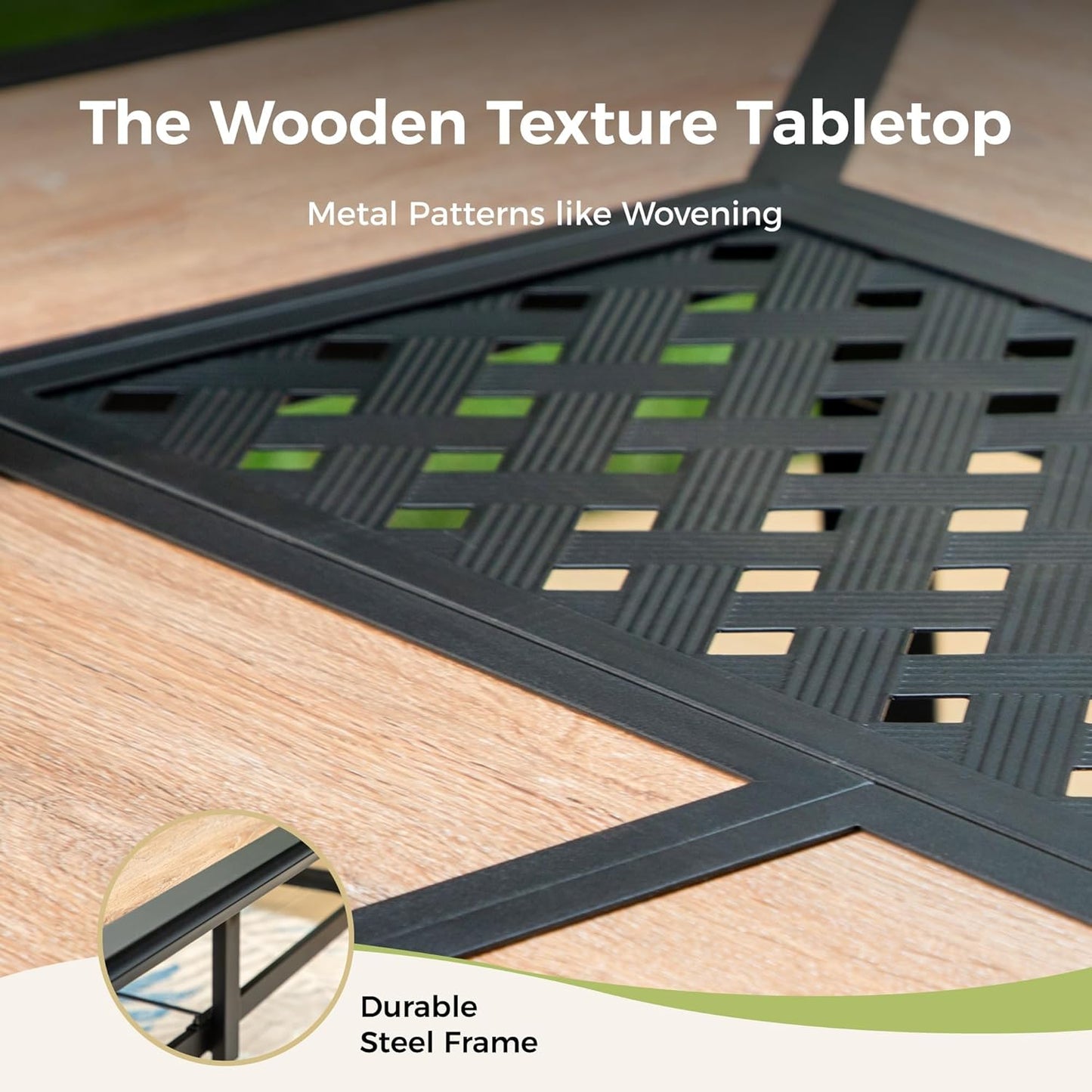 Outdoor Patio Dining Table for 6, 61" x 38" Rectangular Metal Patio Dining Table with Umbrella Hole for Garden, Backyard and Porch