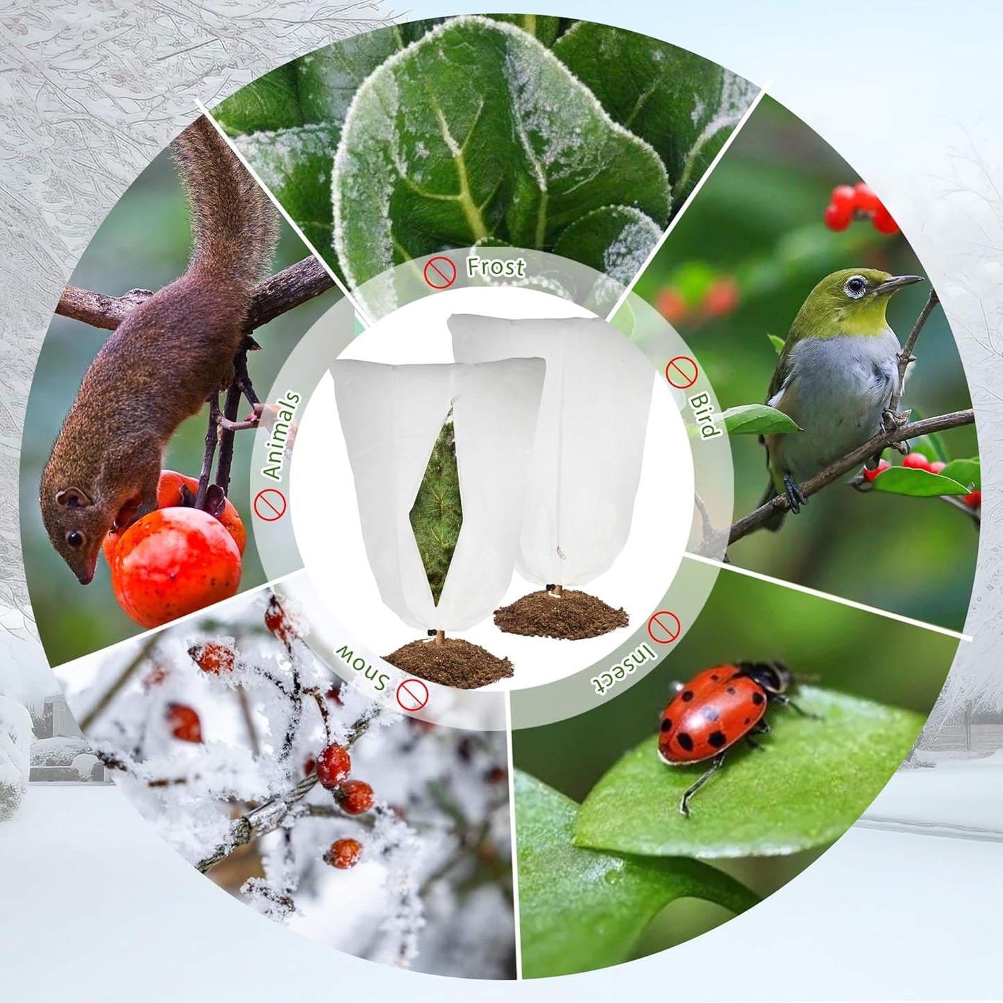 4 Pack Plant Covers Freeze Protection for Winter, 70.9''×47.2'' Frost Cloths for Outdoor Plants Cold Weather Blankets with Zipper Drawstrings