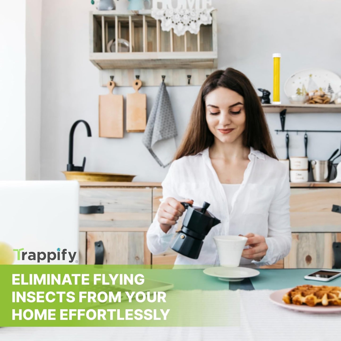 Trappify Hanging Fly Traps Outdoor: Fruit Fly Traps for Indoors | Gnat Trap | Gnat Traps for House Indoor | Fly Trap Indoor - Disposable Sticky Fly Trap for Indoor House Pest Control (4 Pack)