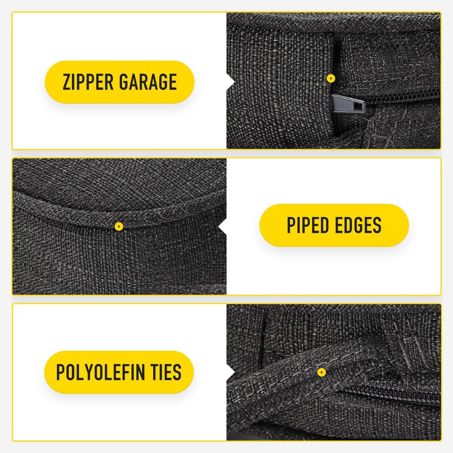 SUNROX Gel Memory Foam Chair Cushions, FadeShield Water-, Stain-Resistant Durable Reversible Seat Cushion Pads with Ties for Indoor/Outdoor Kitchen Dining Office 17"x16" Set of 2, Midnight