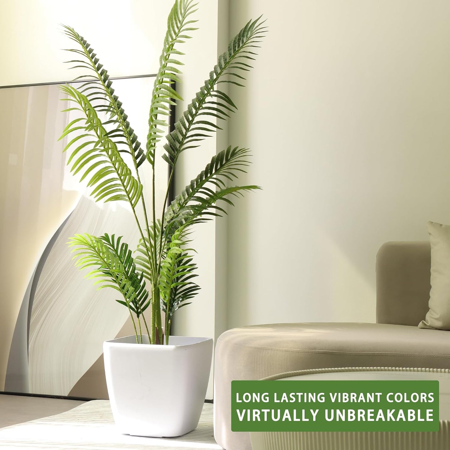 Dexceder 15x14 Self Watering Planter with Wheels Indoor Outdoor, Inner Mat Design, Thickened Large Floor Standing Flower Plant Pot with Water Level Indicator (White Matte)