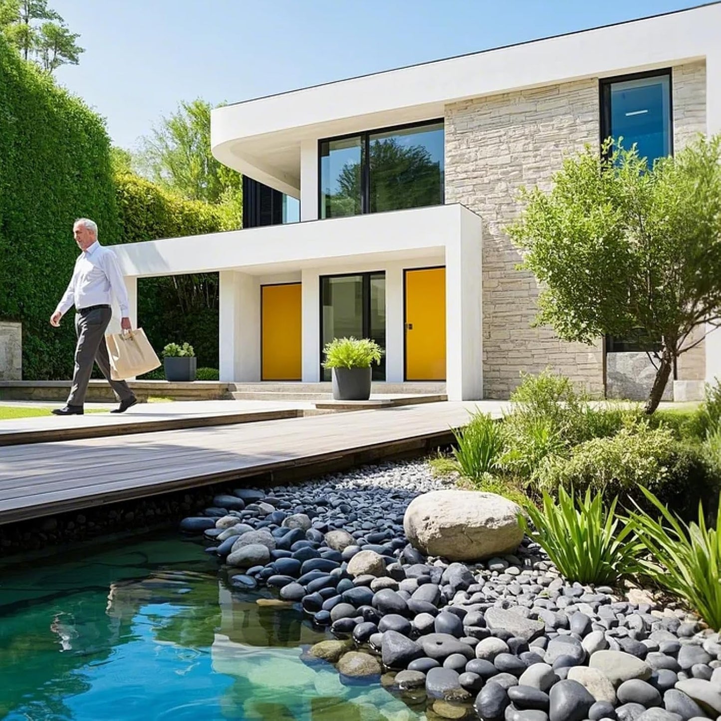 River Rocks for Landscaping, 40lbs Aquarium Rocks, 2-3 Inch Black Pebbles for Indoor Plants, Natural Stones for Garden Paving Plant Rocks Crafting Walkways