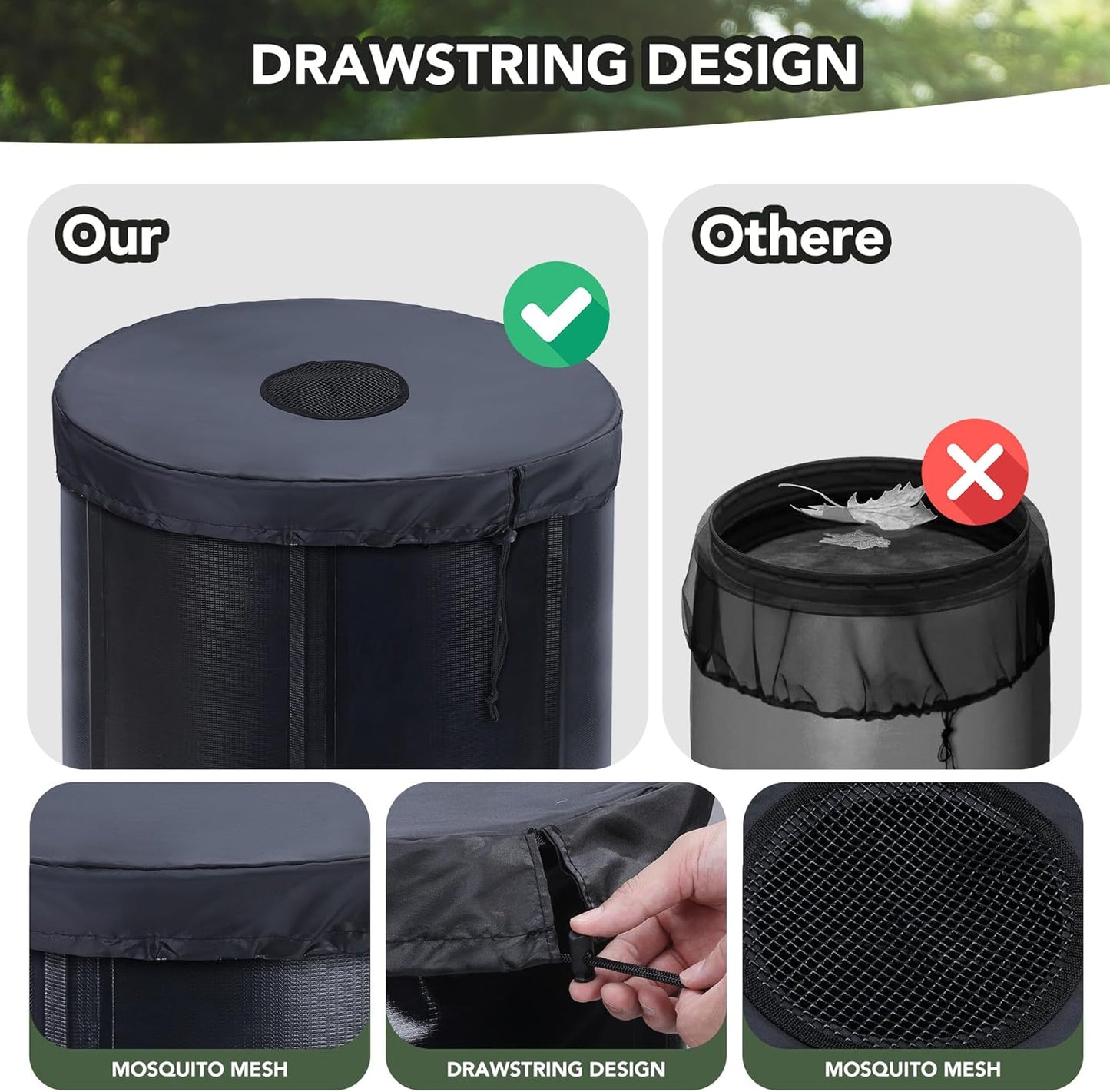 100 Gallon Rain Barrel - Portable Rain Water Collection Barrel - Large Collapsible Water Storage Tank with Spigot Overflow Kit, Black