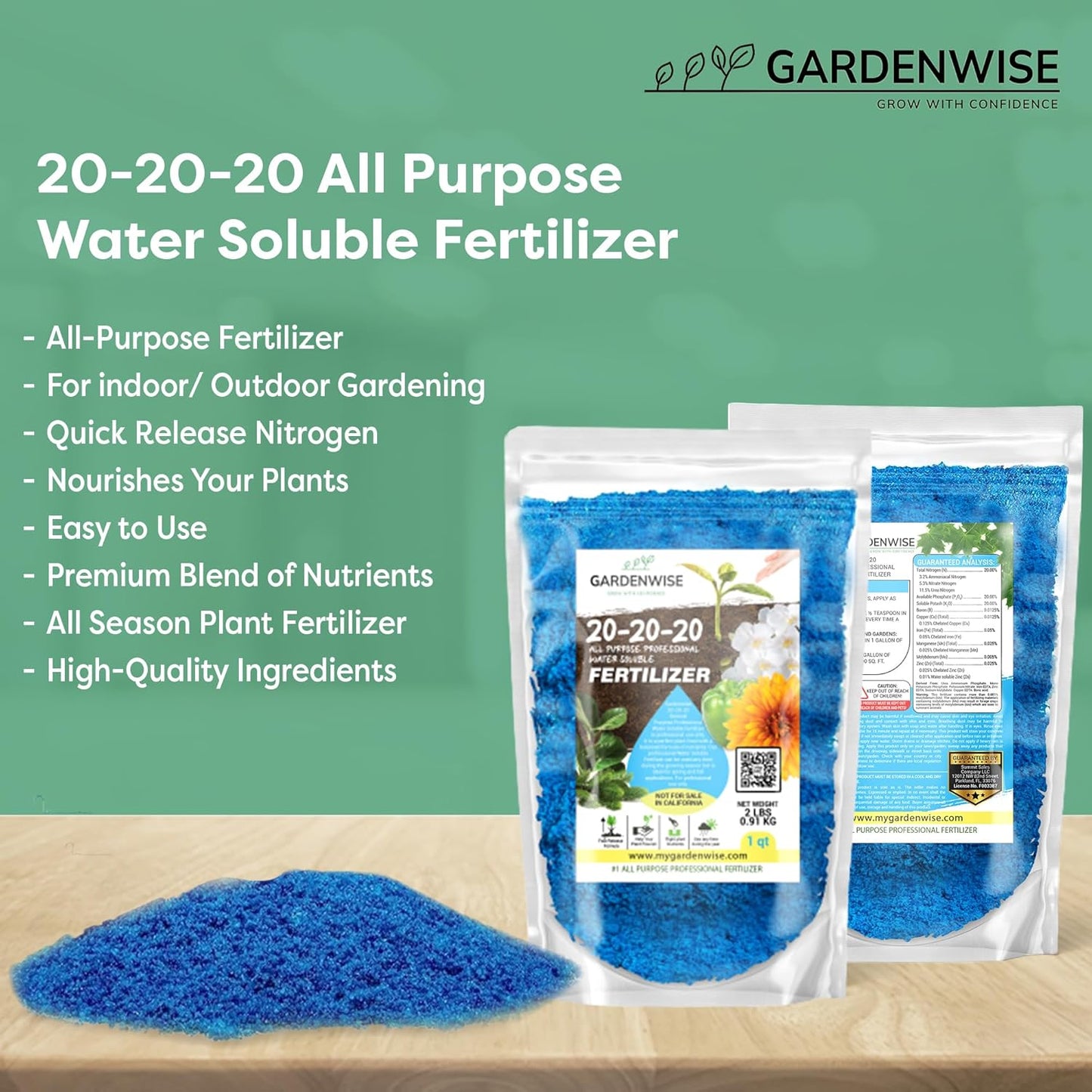 20-20-20 Water-Soluble Fertilizer β Powder for Liquid Plant Food for Indoor & Outdoor Plants, Orchids, Vegetables, Lawns, Flowers β 20 20 20 Fertilizer (10 QUARTS)