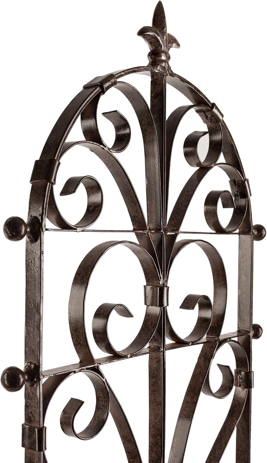 H Potter Garden Trellis for Climbing Plants Metal Outdoor Wall Decor or Flowers Roses Vine Ivy Clematis GAR214-R