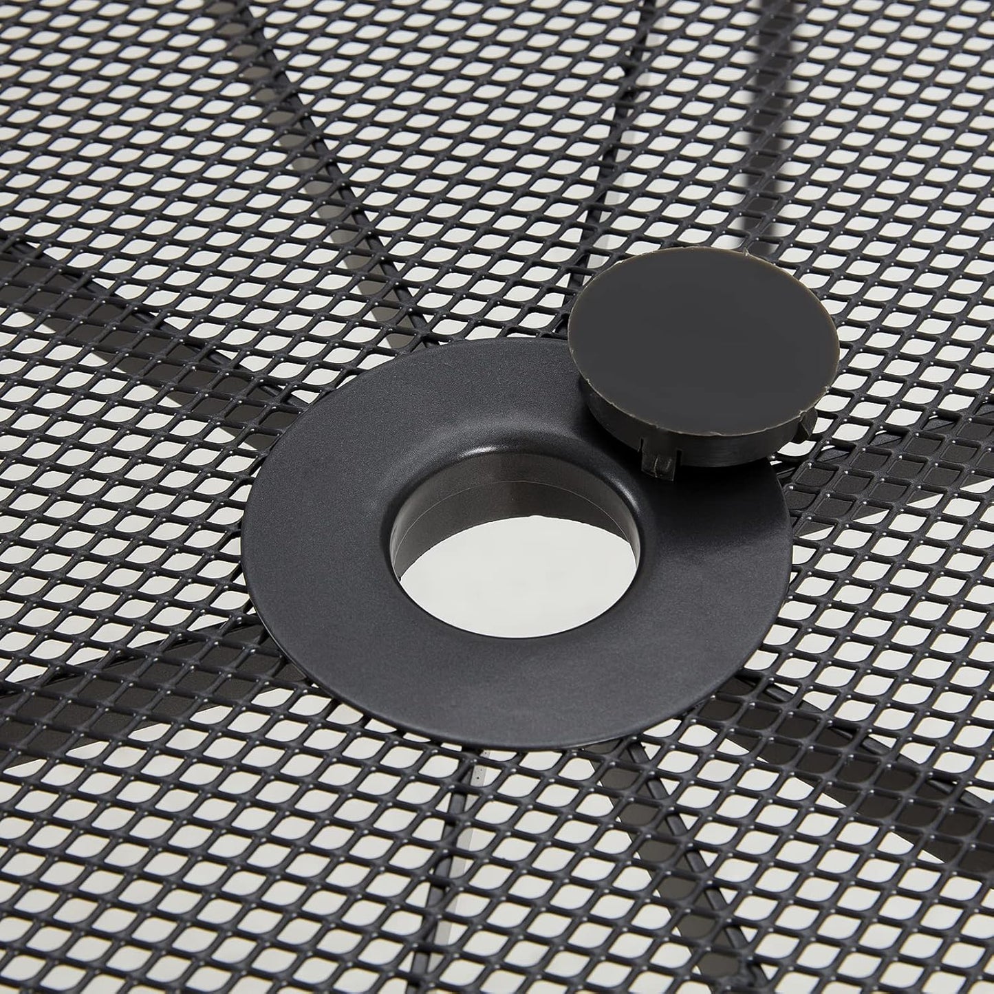 AECOJOY Outdoor Patio Dinning Table for 6, 51"x31" Rectangular Metal Steel Patio Outdoors Tables with 1.73" Umbrella Hole All Weather-Resistant for Lawn Backyard Garden, Porch Dark Grey