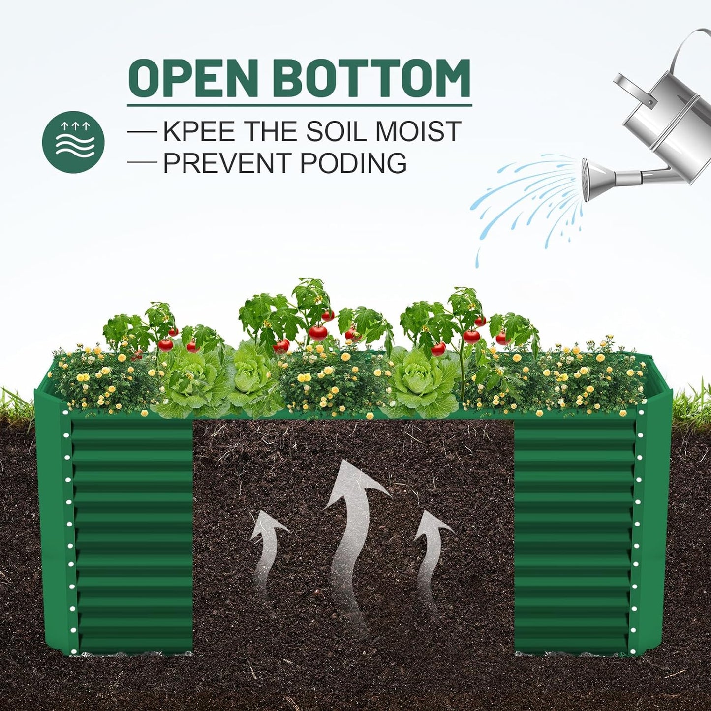 Land Guard 8x4x3ft Rectangular Galvanized Raised Garden Beds, Large-Capacity Metal Planter Box Outdoor, Durable Deep Raised Garden Bed 3ft Tall, Raised Beds for Gardening Vegetables, Forest Green