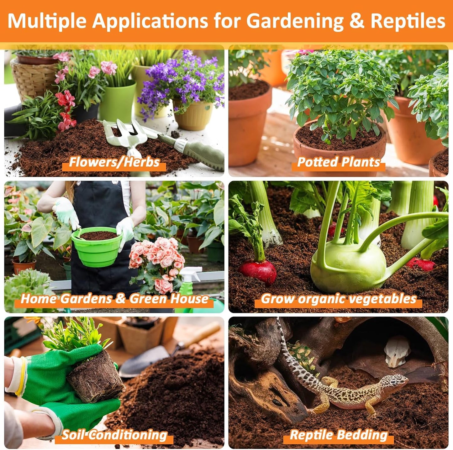 Legigo 4 Pack Premium Coco Coir Brick for Plants- 100% Organic Compressed Coconut Coir Bricks Starting Mix, Coco Coir Fiber Coconut Husk for Planting, Gardening, Potting Soil Substrate, Herbs