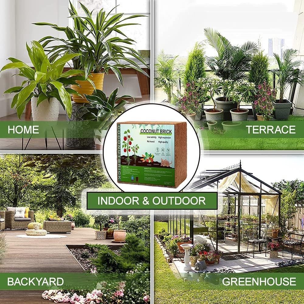 Premium Coco Coir Brick, High Nutrinent Coconut Soil,100% Organic Low EC & PH Balanced Potting Soil for All Plants Gardening, Hydroponics and Green House (3 Pack)