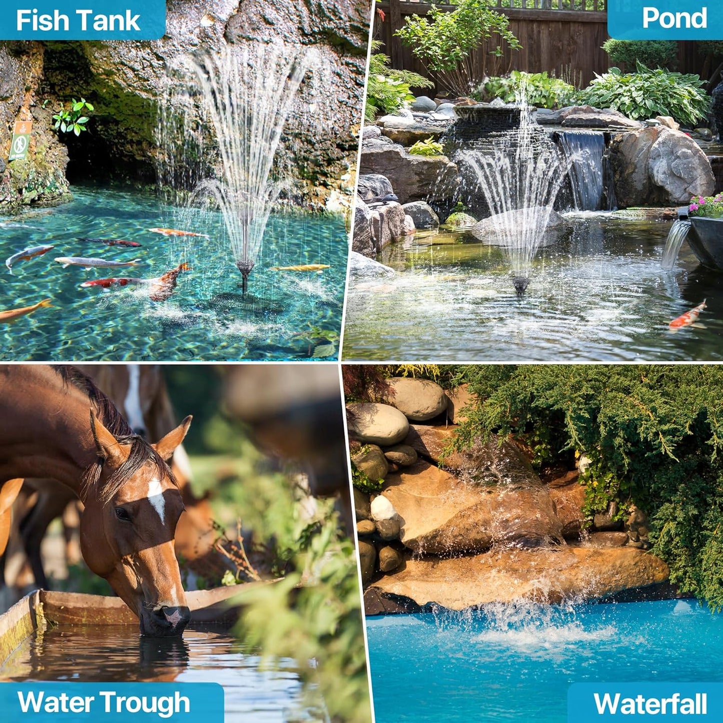 POPOSOAP 55W Solar Fountain Pump with Pond Filter Box, Solar Pond Pump 580GPH Adjustable Flow, Pond Filters for Outdoor Ponds Fish Tank Pool Waterfall Koi Pond Water Features