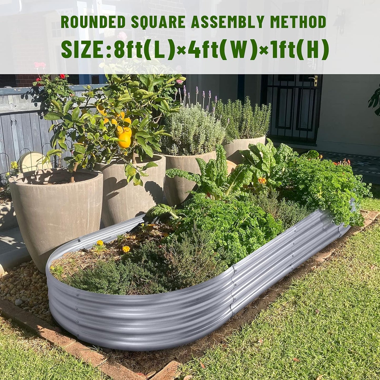 Land Guard 8×4×1 ft Galvanized Raised Garden Bed Kit,Raised Garden Boxes Outdoor, Oval Metal Raised Garden Beds for Vegetables……
