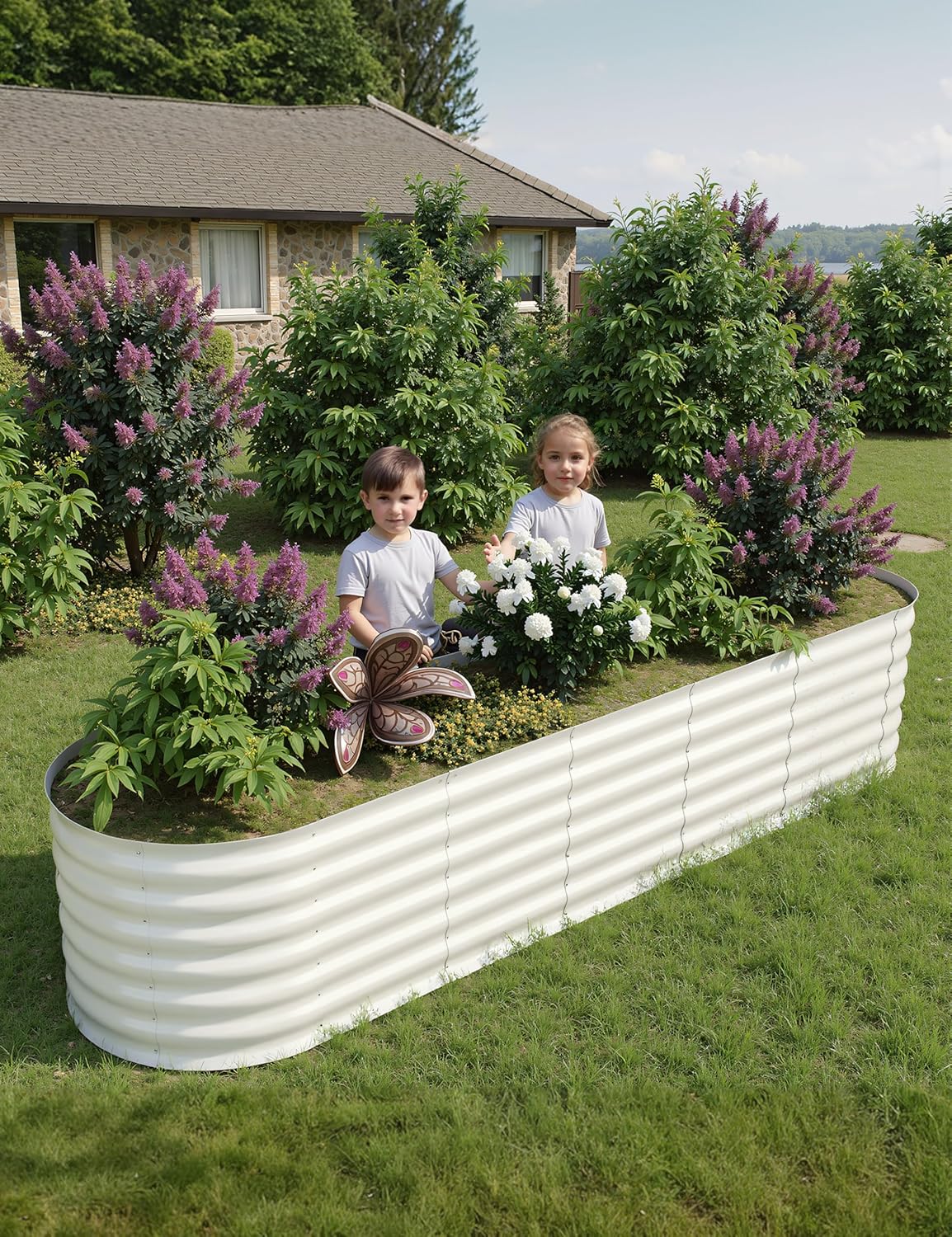 2 Pcs Raised Garden Beds Outdoor 8x2x2 ft - Galvanized Steel Planter Box for Vegetables, Flowers, Rust-Resistant Garden Box, Easy Assembly Raised Beds, Durable Planters for Outdoor Plants, Beige