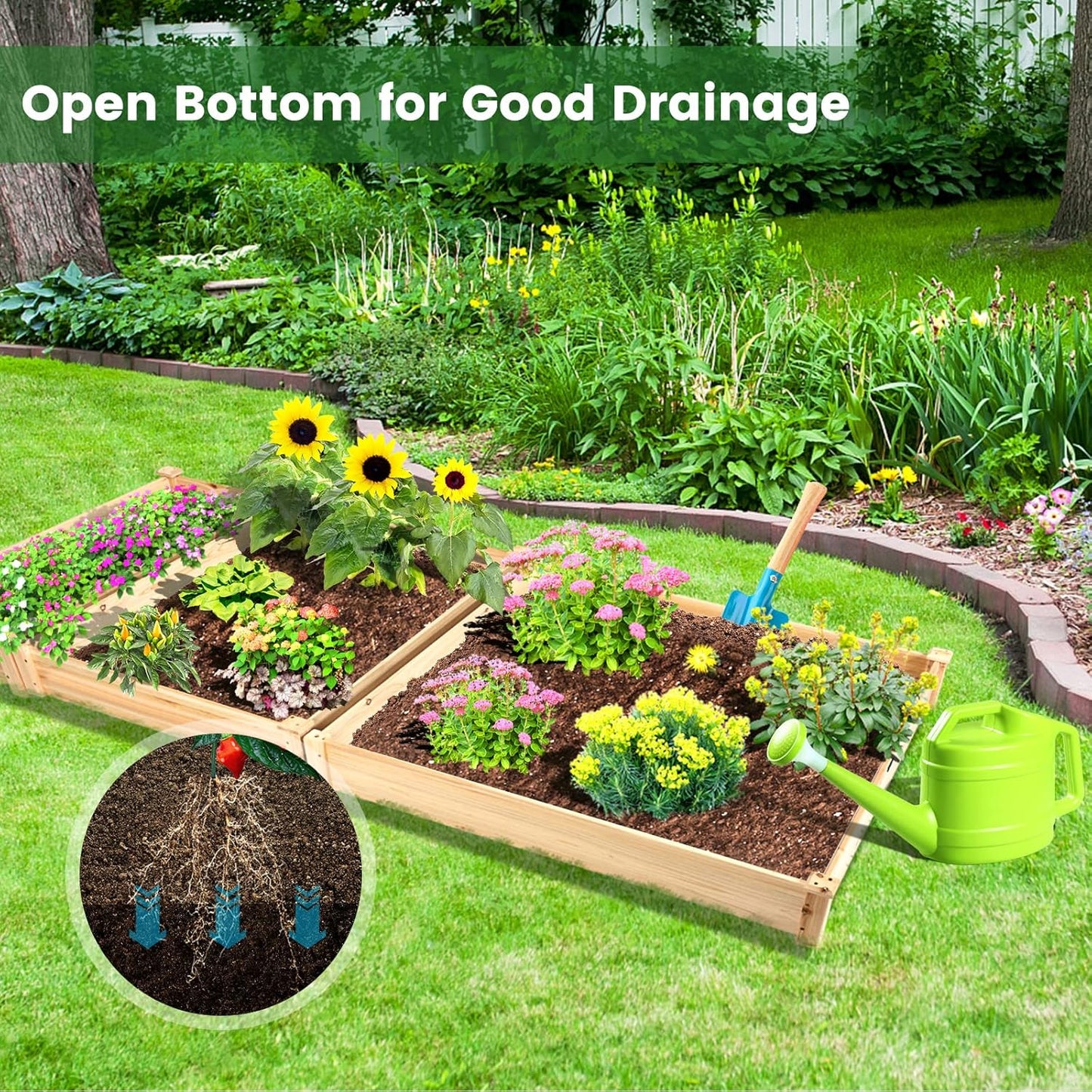 COSTWAY 3-Tier Raised Garden Bed, Wooden Elevated Planter Box for Vegetables Flowers Herbs Fruits, Outdoor Growing Planter Box Stand for Garden, Backyard, Patio, Balcony