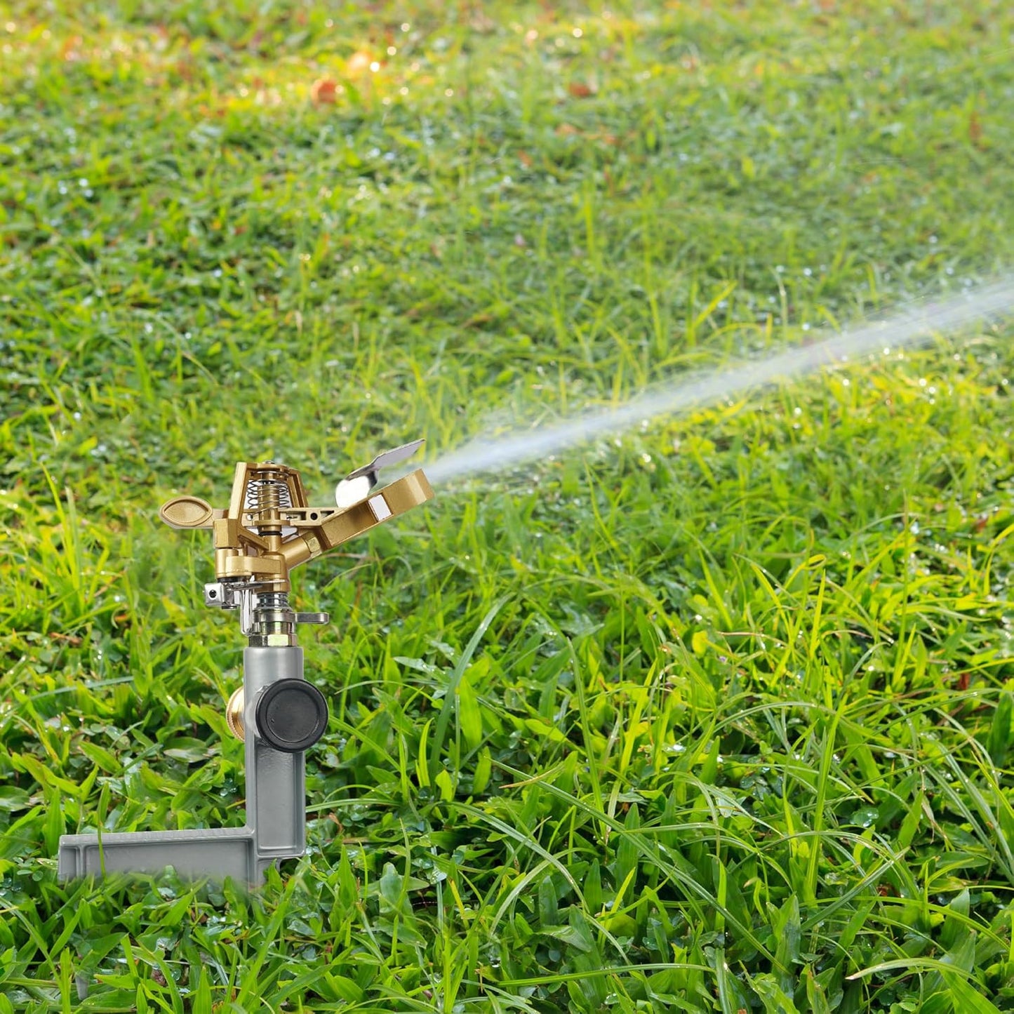 2 Pack Zinc Alloy Impact Sprinklers for Yard, Pulsating Water Sprinkler Head on Spike Base, Adjustable Water Sprinklers for Large Area Patio Lawn Garden Irrigation