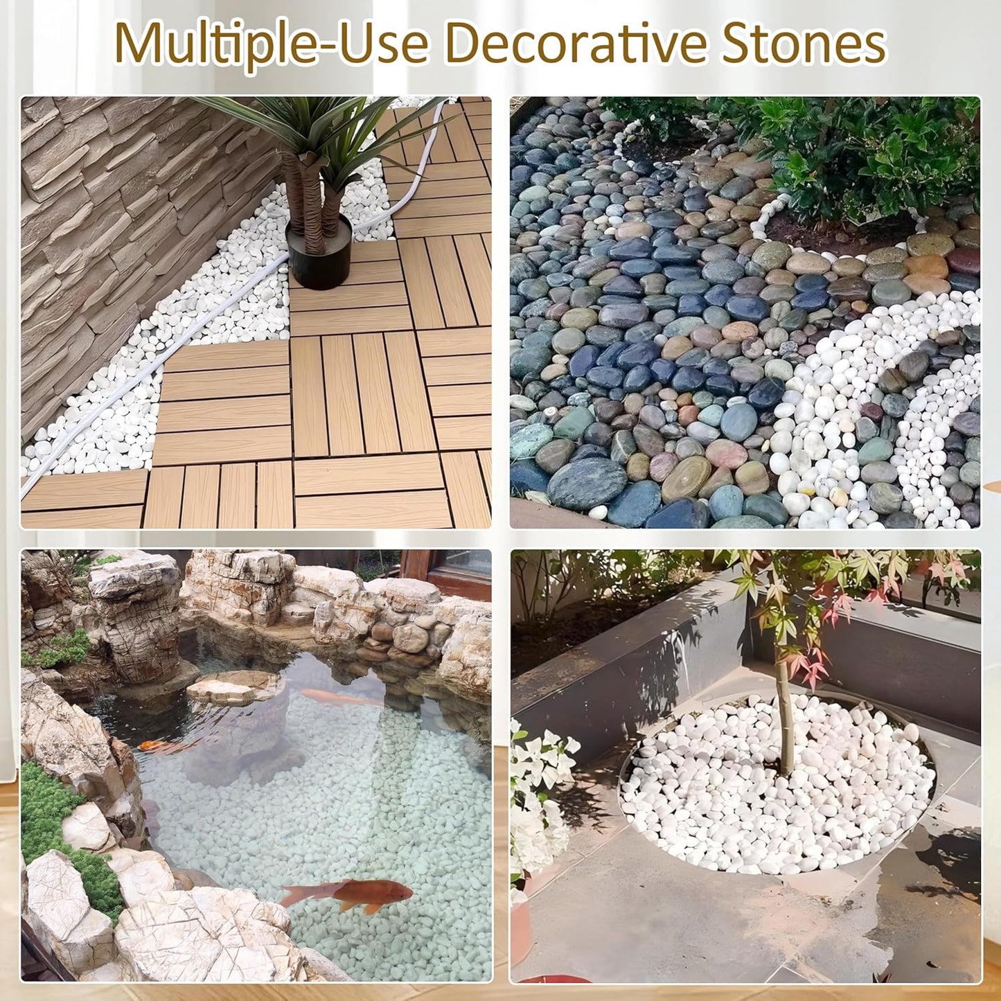 Sunnyglade 40 LBS White River Rocks, 2-3 Inch Natural Pebbles for Indoor Plants, High Polished Decorative Stones Vase Filler Fish Tank Aquariums Landscaping Garden Outdoor and Indoor DIY (40 Pounds)