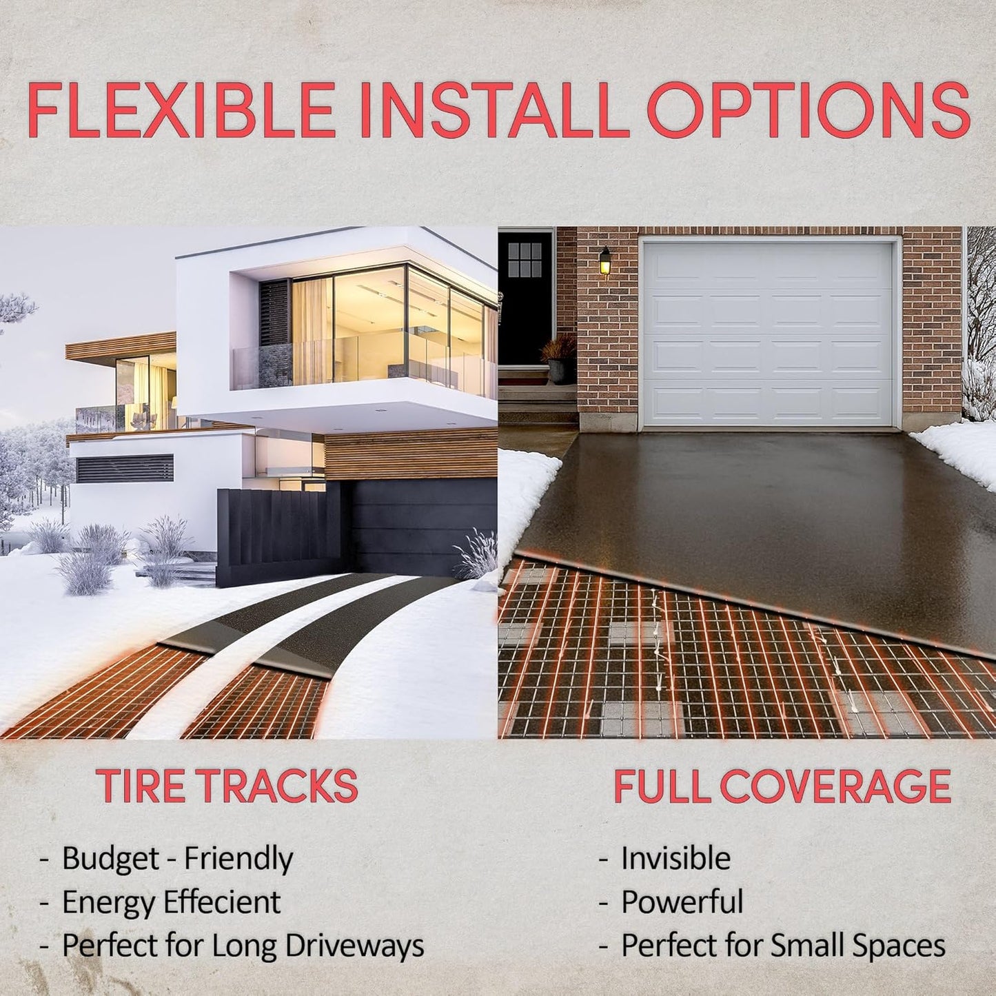 Electric Snow and Ice Melting Underground Cable 188 feet, Covers 62 sqft at up to 38 Watts/sqft, 240V – Radiant Heated Driveways, Walkways, Stairs – Installs Under Concrete, Asphalt, or Pavers