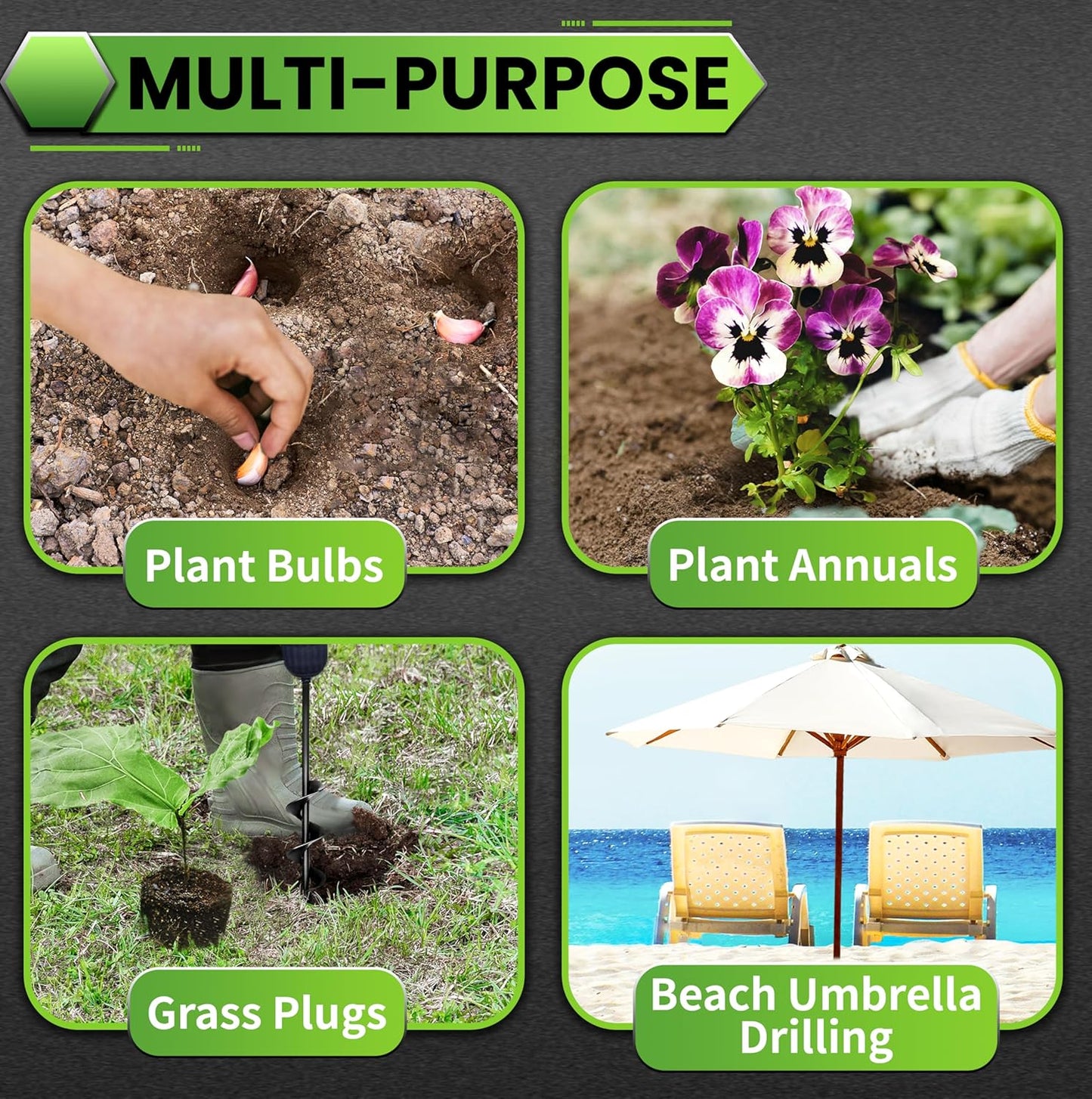 SYITCUN Auger Drill Bit for Planting 1.6"x16.5", Post Hole Auger for Planting Bulbs, Easy Post Hole Digger with Drill for 3/8”Hex Drive Drill