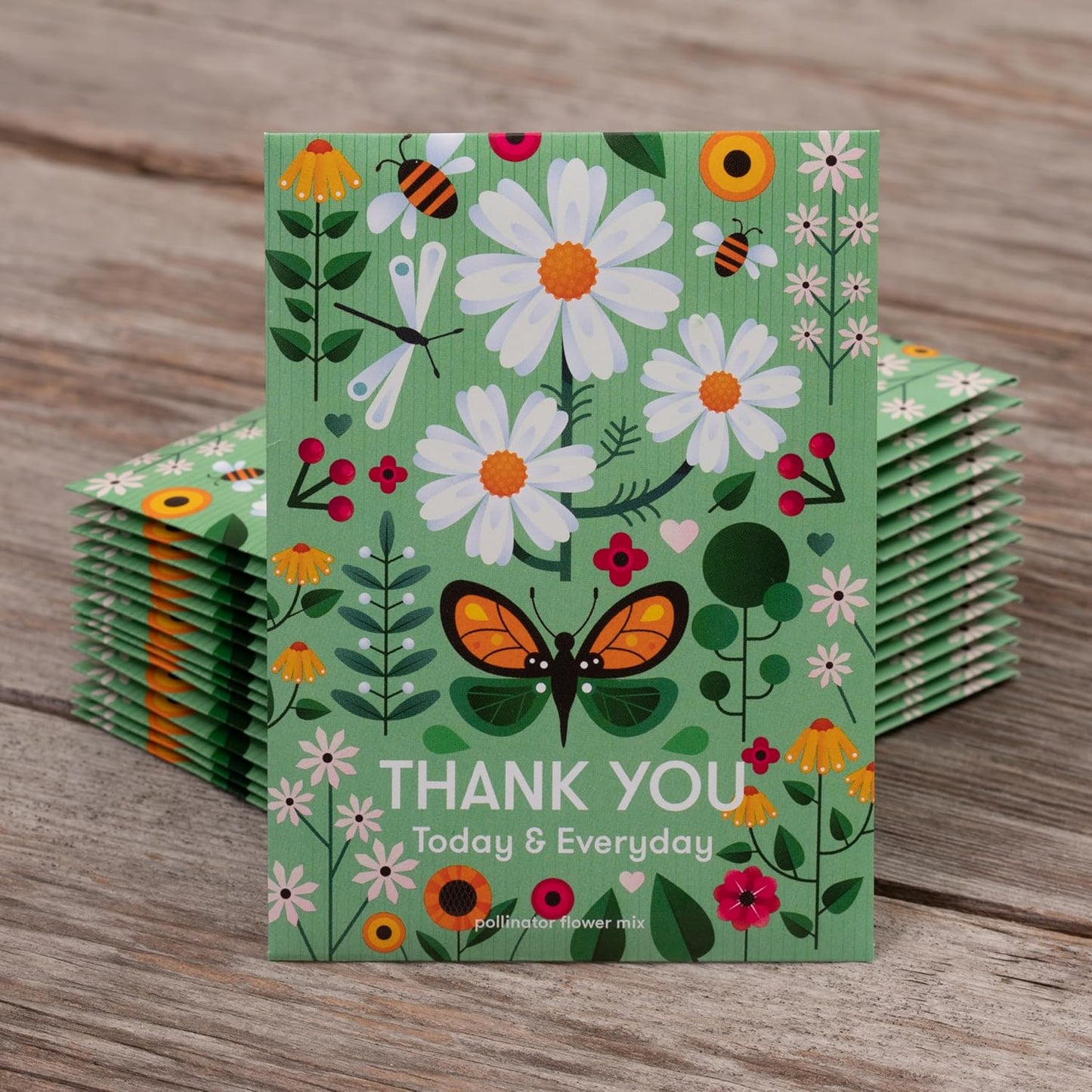 Bentley Seed Co. Thank You Packet - Pollinator Flower Mix - 25 Seed Packets - Perfect Eco-Friendly Thank You Gift - Non GMO Seeds, Green