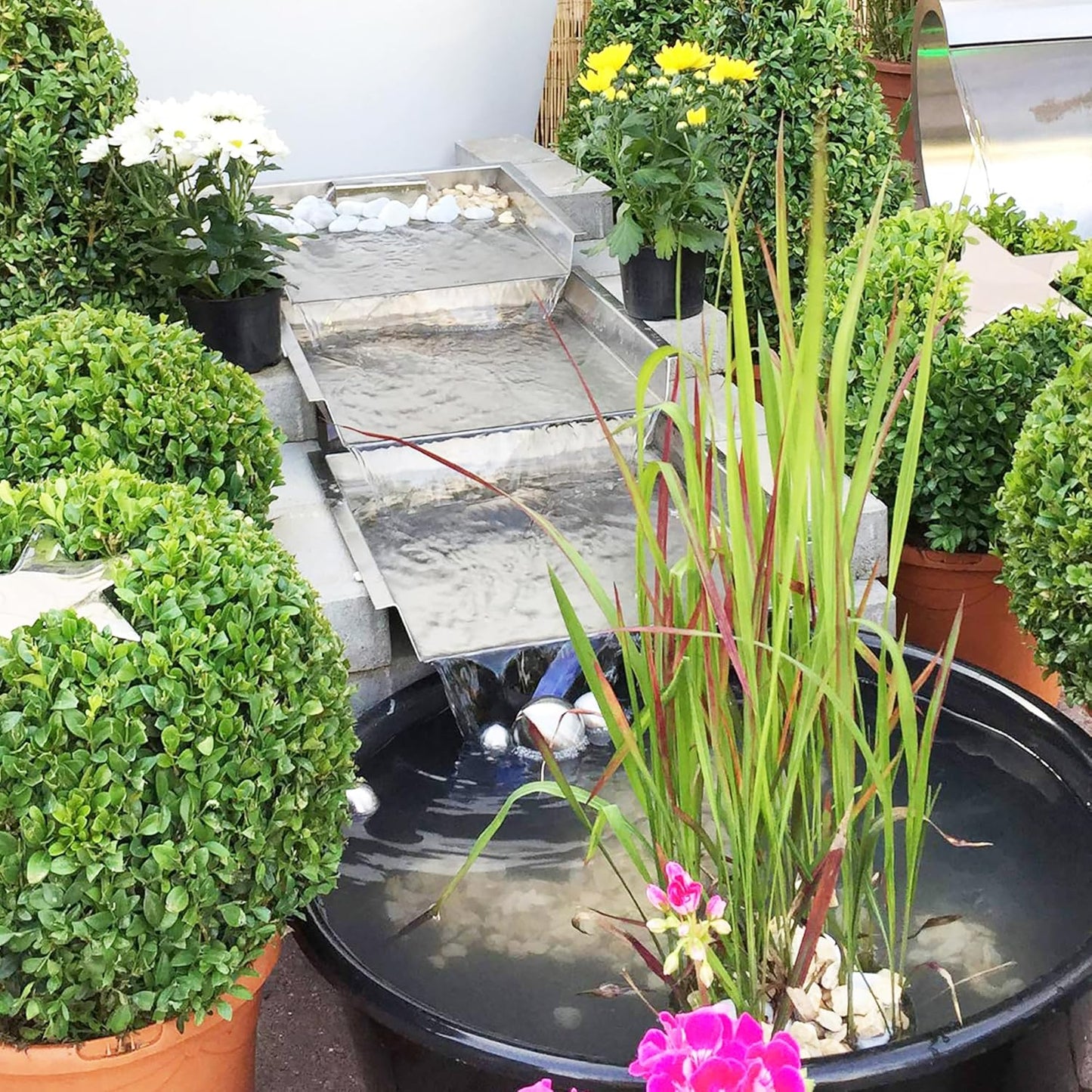 304 Stainless Steel Pool Waterfall Stream Element,Extension Stream,Garden Waterfall DIY Fountain for Garden,Yard,Terrace,Pond Basin,Fountain,Balcony