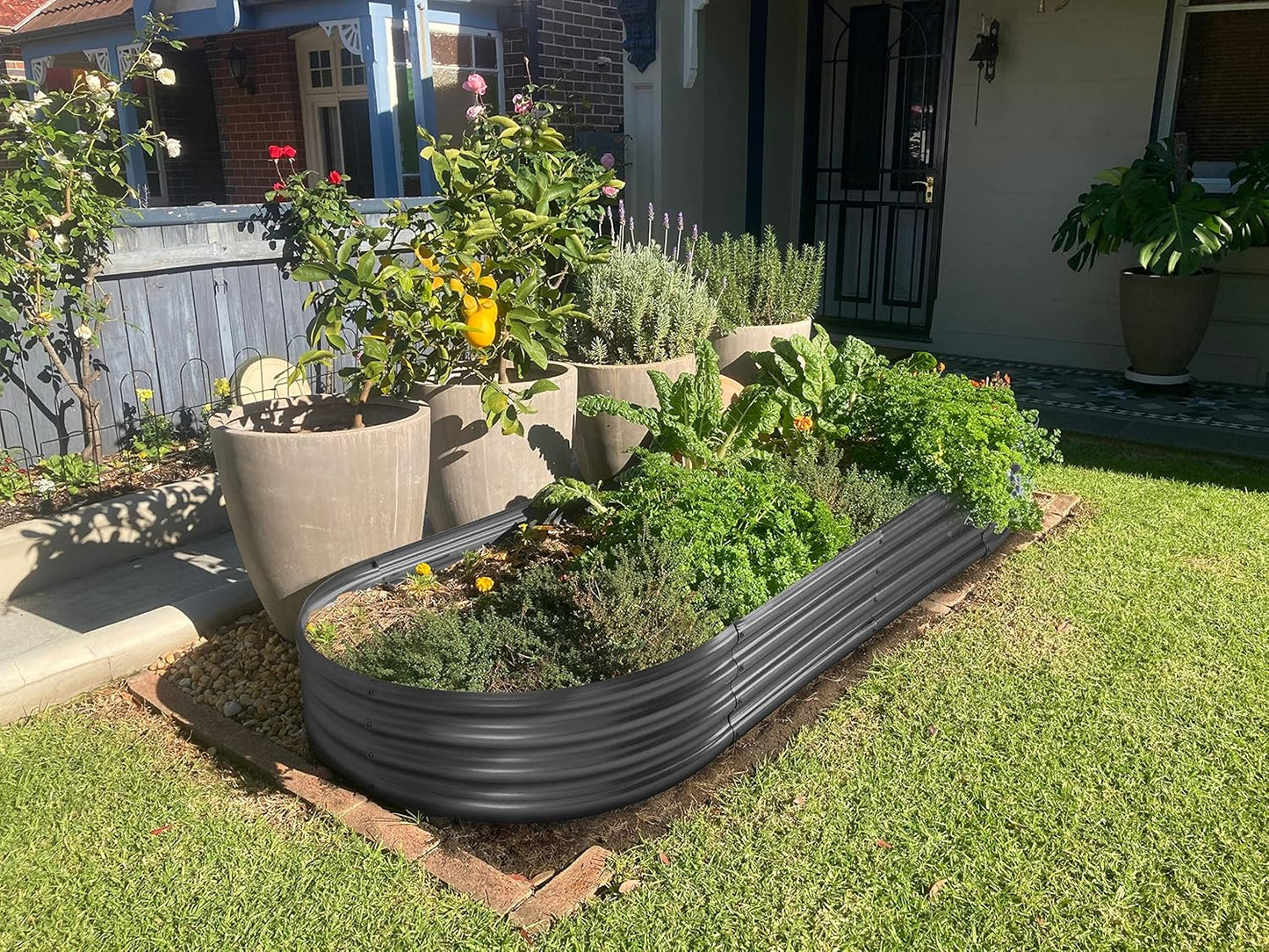 Land Guard Galvanized Raised Garden Bed Kit, Galvanized Planter Raised Garden Boxes Outdoor, Oval Large Metal Raised Garden Beds for Vegetables(Grey)4×2×1ft(1pcs)