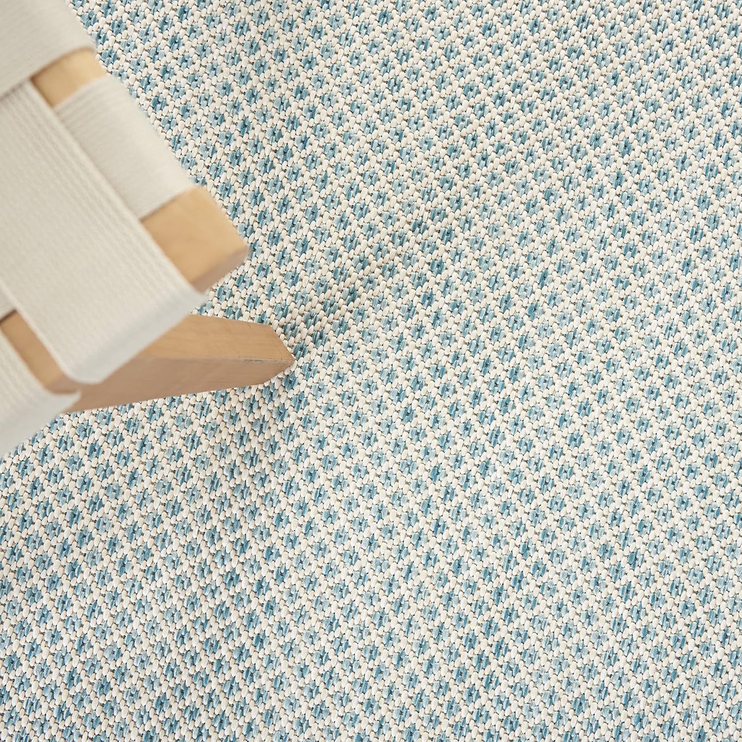 Nourison Courtyard Indoor/Outdoor Ivory Aqua 8' x 10' Area Rug, Geometric, Easy Cleaning, Non Shedding, Bed Room, Living Room, Dining Room, Deck, Patio, Backyard (8x10)