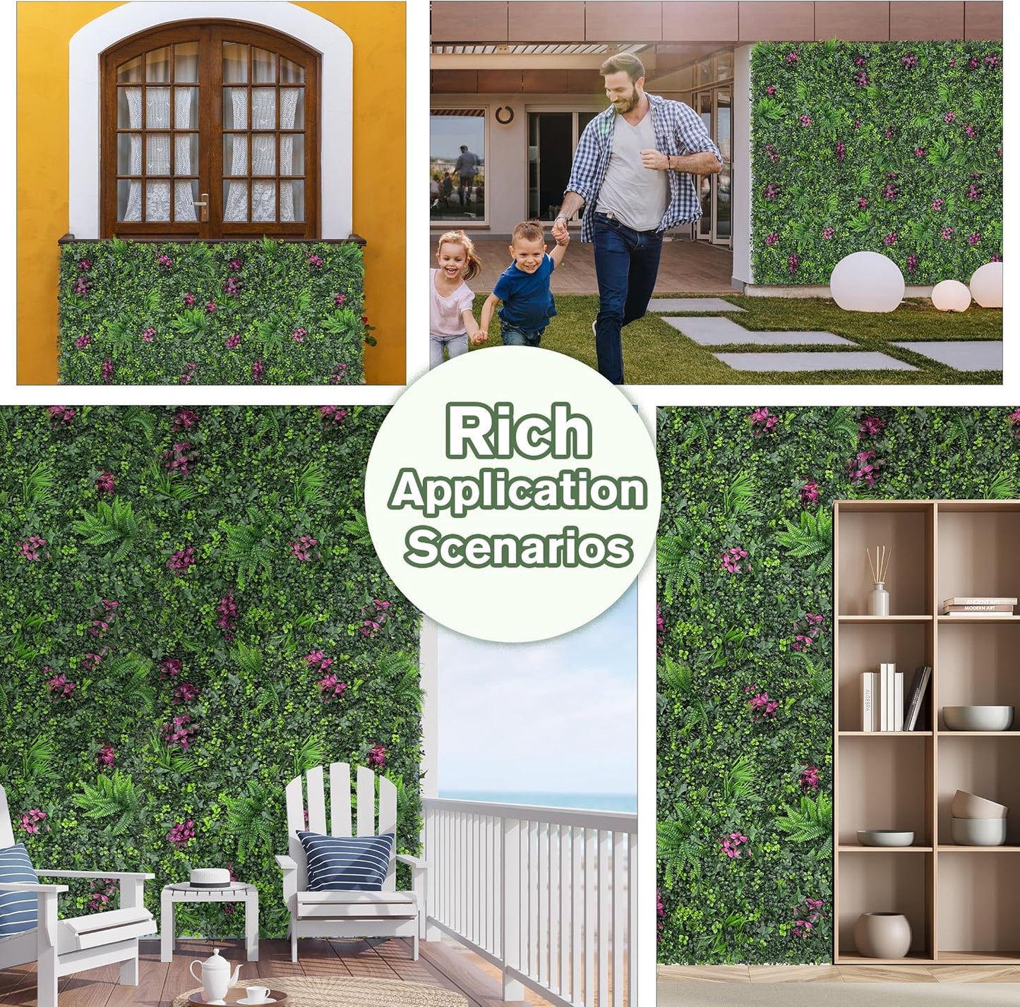 Greenery Grass Wall Boxwood Plant Roll: 40"x120"(33.5 SQFT) with UV Resistant Green Leaves Faux for Interior Wall, Greenery Backdrop,Garden and Indoor Outdoor Plant Panel Covering Privacy