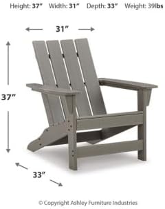Signature Design by Ashley Visola Outdoor Patio HDPE Weather Resistant Adirondack Chair, Gray