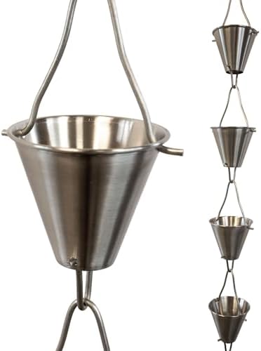 Nutshell Stores Steel Cups Rain Chain - Stainless Steel - 10 Feet