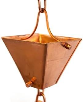 Nutshell Stores Medium Square Cups Rain Chain - Copper - 12 Feet
