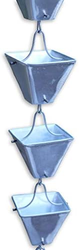 Nutshell Stores Medium Square Cups Rain Chain - Aluminum - 11 Feet