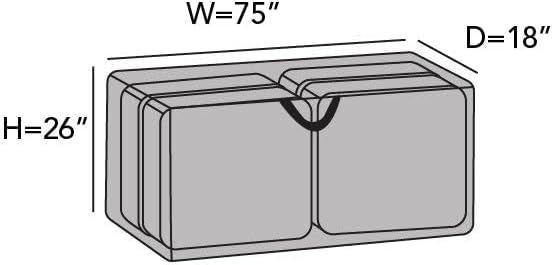 Covermates Cushion Storage Bag - Heavy-Duty Polyester, Weather Resistant, Water Resistant Zipper, Cover Accessories, 75W x 18D x 26H, Ripstop Grey