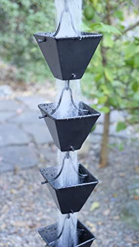 Nutshell Stores Medium Square Cups Rain Chain - Black - 11 Feet