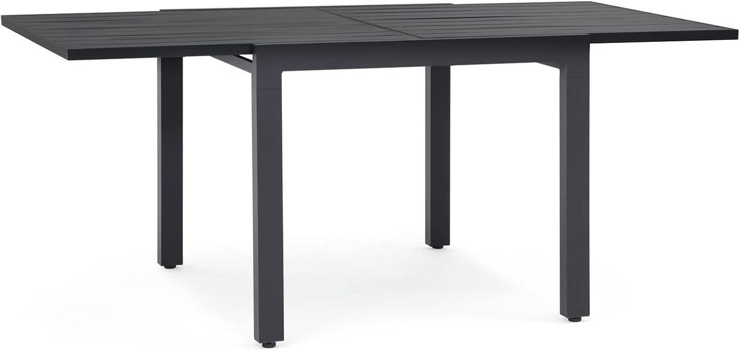 Soleil Jardin Aluminum Patio Extendable Dining Table, 35" - 71", Adjustable Indoor Outdoor Furniture Rectangle Table for 4-6 Person Porch Deck Garden,Dark-Grey