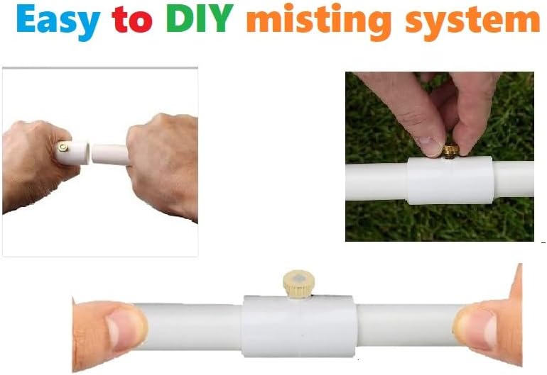 1/2 Inch PVC Coupling with Brass Mist Nozzle PVC Splitter with Brass Misting System Nozzles (Pack of 10)