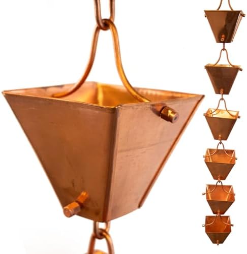 Nutshell Stores Medium Square Cups Rain Chain - Copper - 16 Feet