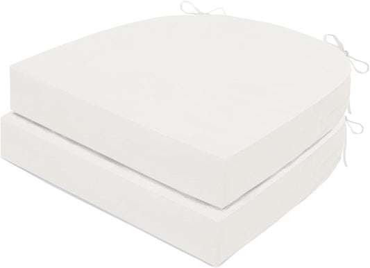 Outdoor Chair Cushions Set of 2, Waterproof Foam Patio Seat Cushions with Ties for Garden Sofa & Dining Furniture, 3-Year Color Fastness, 16x17x2 Inch, Beige