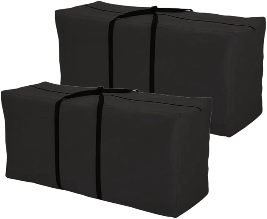 Patio Cushion Storage Bag 68 Inch Extra Large Waterproof Outdoor Pillow Storage Cover for Garden Furniture Cushions Protection Water Resistant, Black