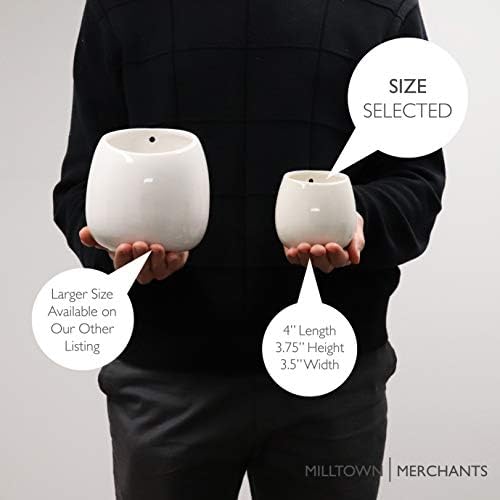 Milltown Merchants Succulent Wall Planter - Black Ceramic Wall Mounted Planter - Succulent Plant Pot - Hanging Vase for Living Wall (1 Pack/Modern/White)