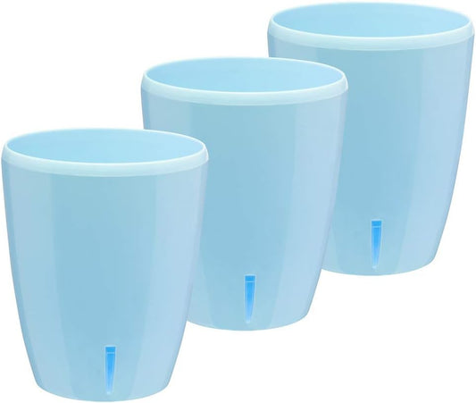 Santino 5.9 Inch ORCHIDEA Self Watering Pots for Orchids in Blue (Set of 3) - Decorative Wicking Planter with w/Great Aerification, Drainage and Water Level Indicator