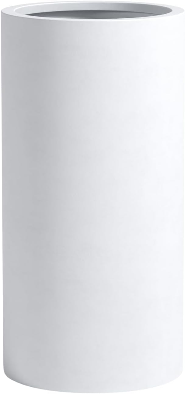 DTY Signature Mount Oxford Tall Outdoor Planter - Small White 15.7 Inch Height Tall Planter Pot for Indoor & Outdoor Spaces - Stylish Planter for Contemporary Homes and Gardens