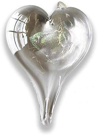 Luke Adams Glass Hanging Hearts – Hand Blown Glass Heart Ornament for Windows or Gifts – Colorful Blown Glass Hearts Decor (April - Diamond)