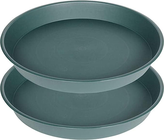 2 Pack of Bird Bath Bowl 19", 2.3" Depth, 18 19 inch Plant Tray Saucer, Plastic Birdbath Bowls Only, Birdbath Dish for The Garden, Large Plant Saucer (19", Green)