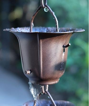 Nutshell Stores Flower Cups Rain Chain - Bronze - 11 Feet