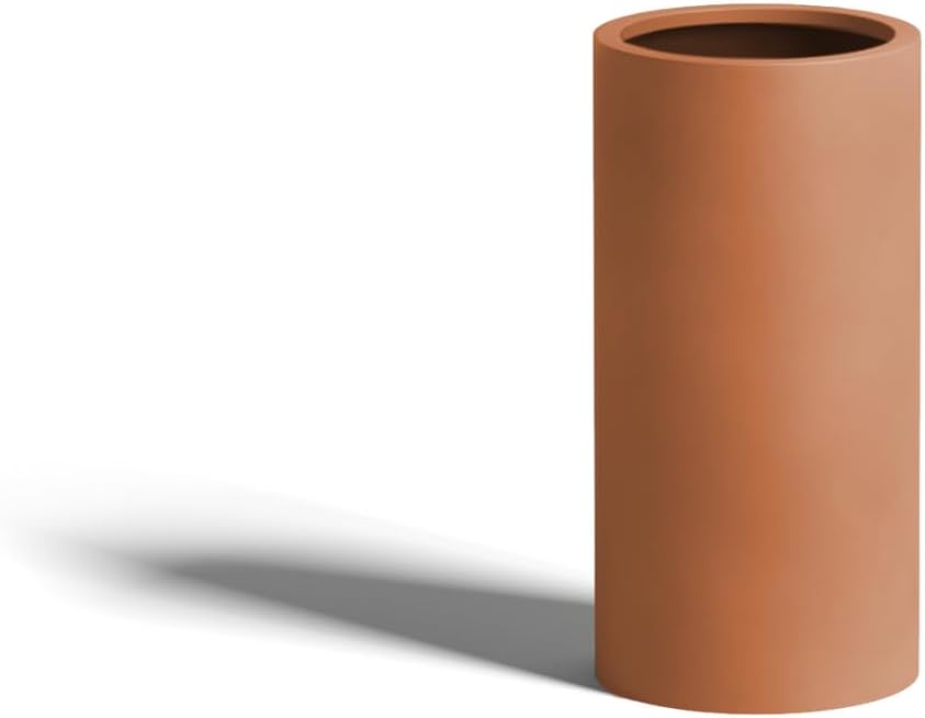 DTY Signature Mount Oxford Tall Outdoor Planter - Small Terracota 15.7 Inch Height Modern Tall Planter Pot for Indoor & Outdoor Spaces - Stylish Planter for Contemporary Homes and Gardens