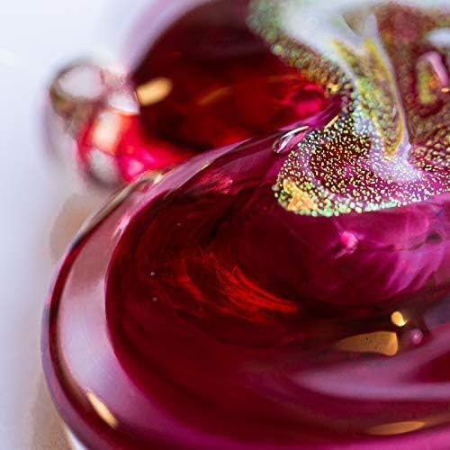 Luke Adams Glass Hanging Hearts – Hand Blown Glass Heart Ornament for Windows or Gifts – Colorful Blown Glass Hearts Decor (October -Pink Tourmaline)